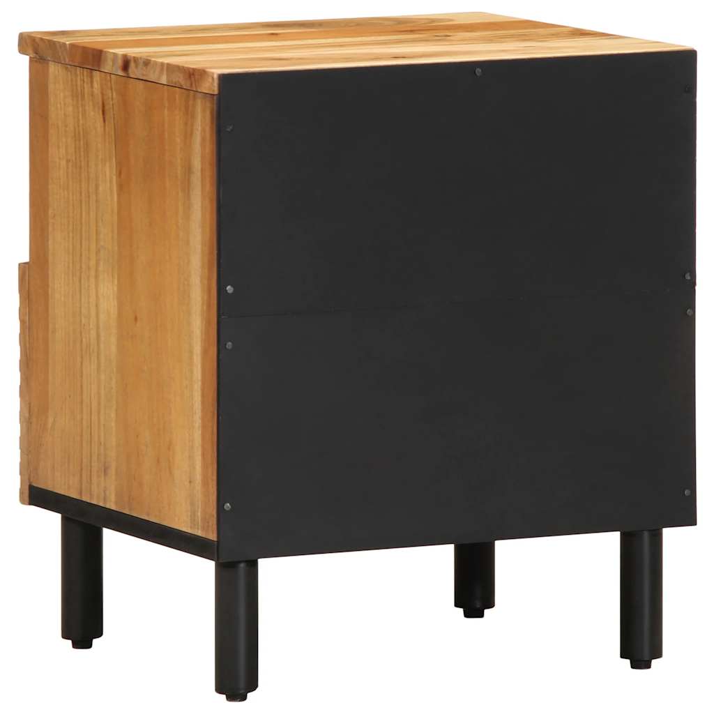 Solid Acacia Bedside Cabinet 40x33x46 cm - Natural Wood Finish