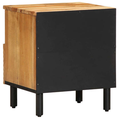Solid Acacia Bedside Cabinet 40x33x46 cm - Natural Wood Finish