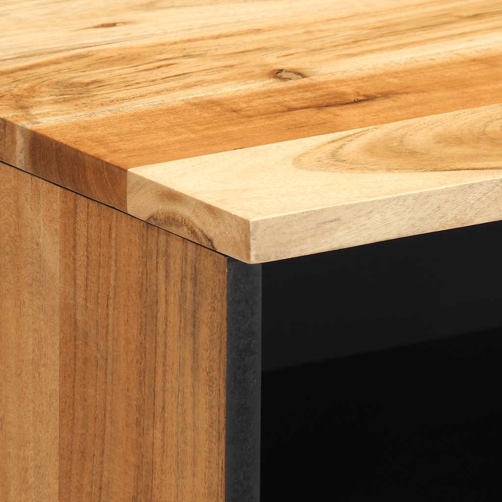 Solid Acacia Bedside Cabinet 40x33x46 cm - Natural Wood Finish