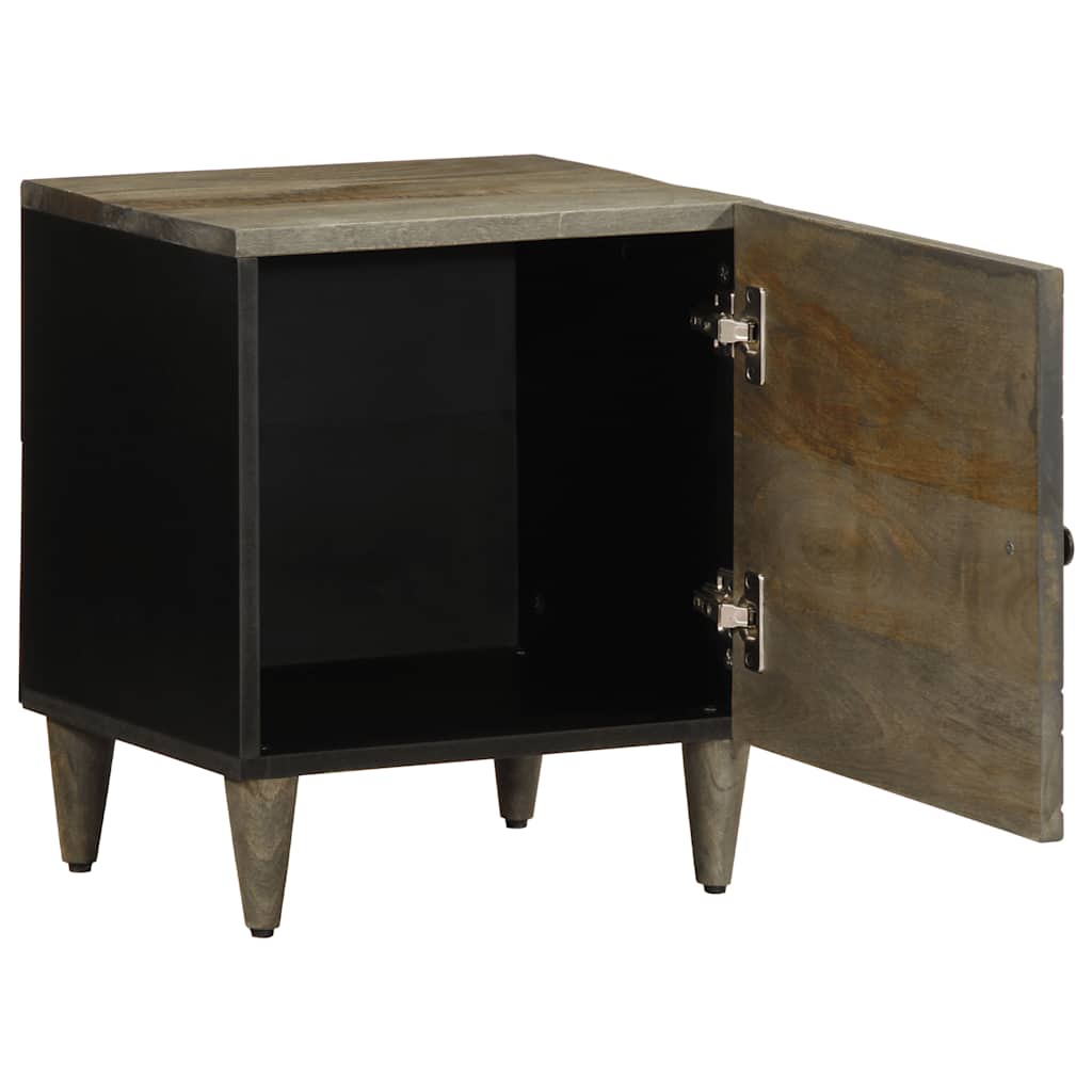 Light Grey Solid Mango Wood Bedside Cabinets - Set of 2, 40x33x46 cm