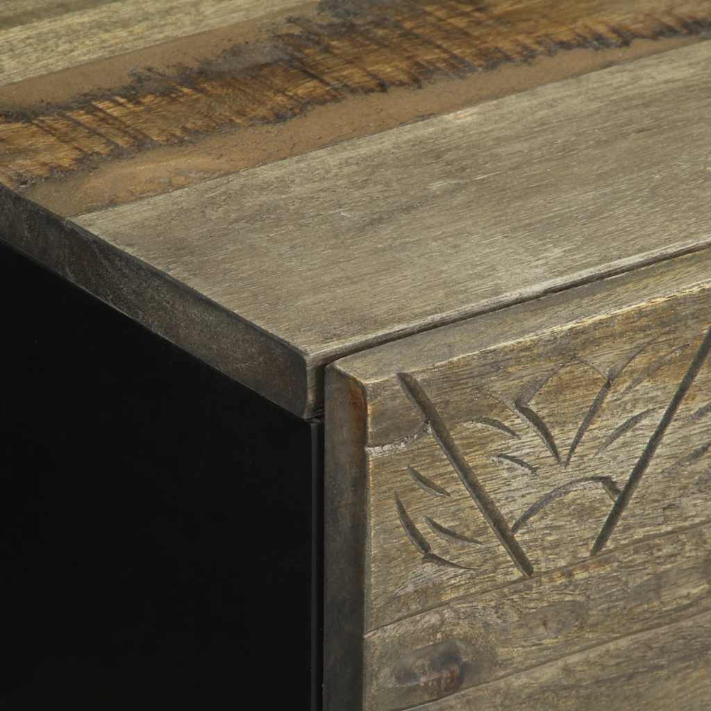 Light Grey Solid Mango Wood Bedside Cabinets - Set of 2, 40x33x46 cm