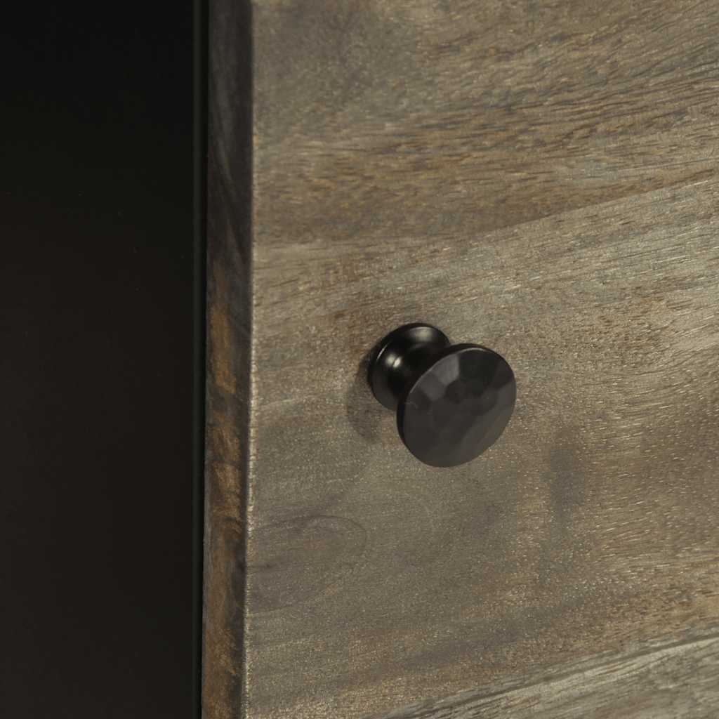 Light Grey Solid Mango Wood Bedside Cabinets - Set of 2, 40x33x46 cm