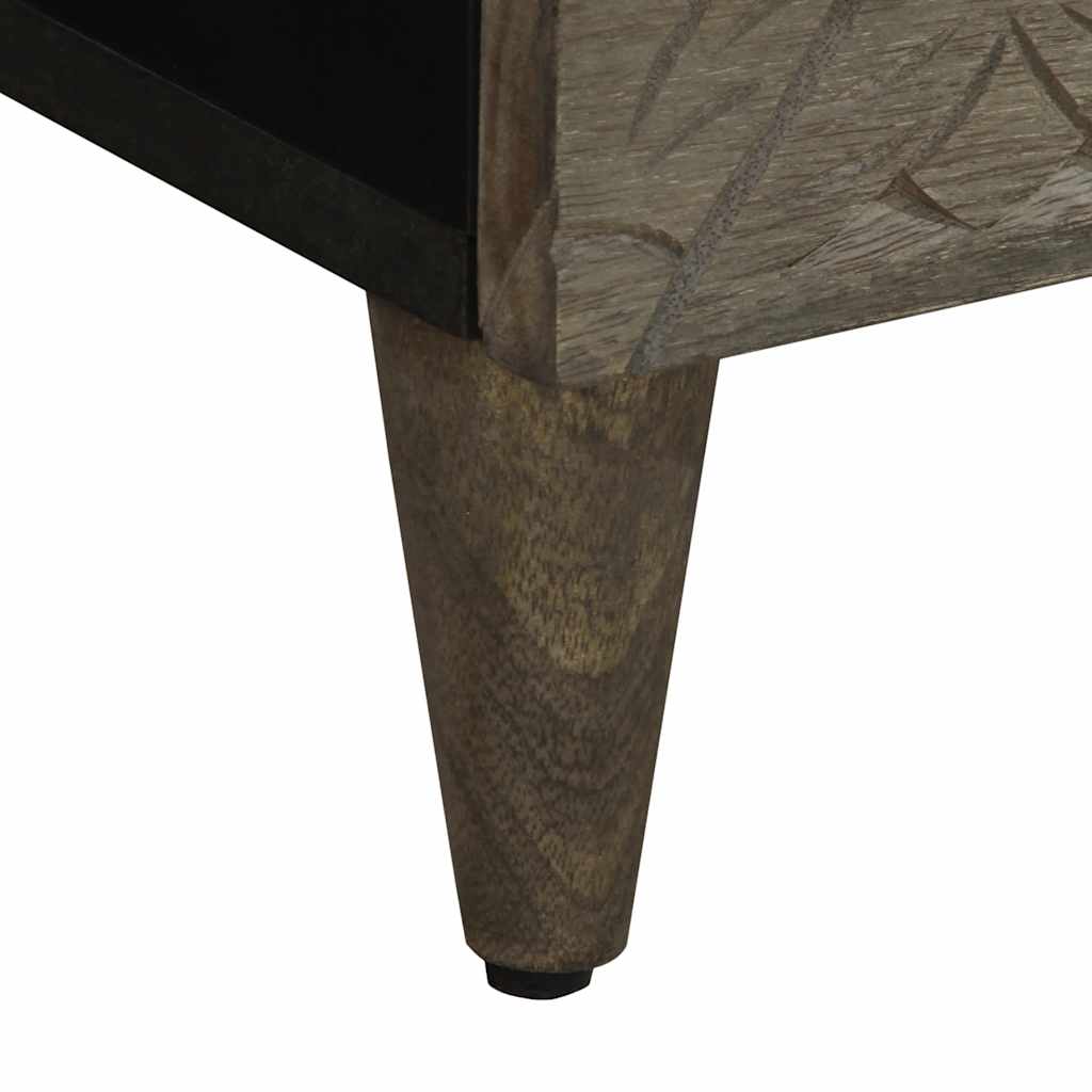 Light Grey Solid Mango Wood Bedside Cabinets - Set of 2, 40x33x46 cm