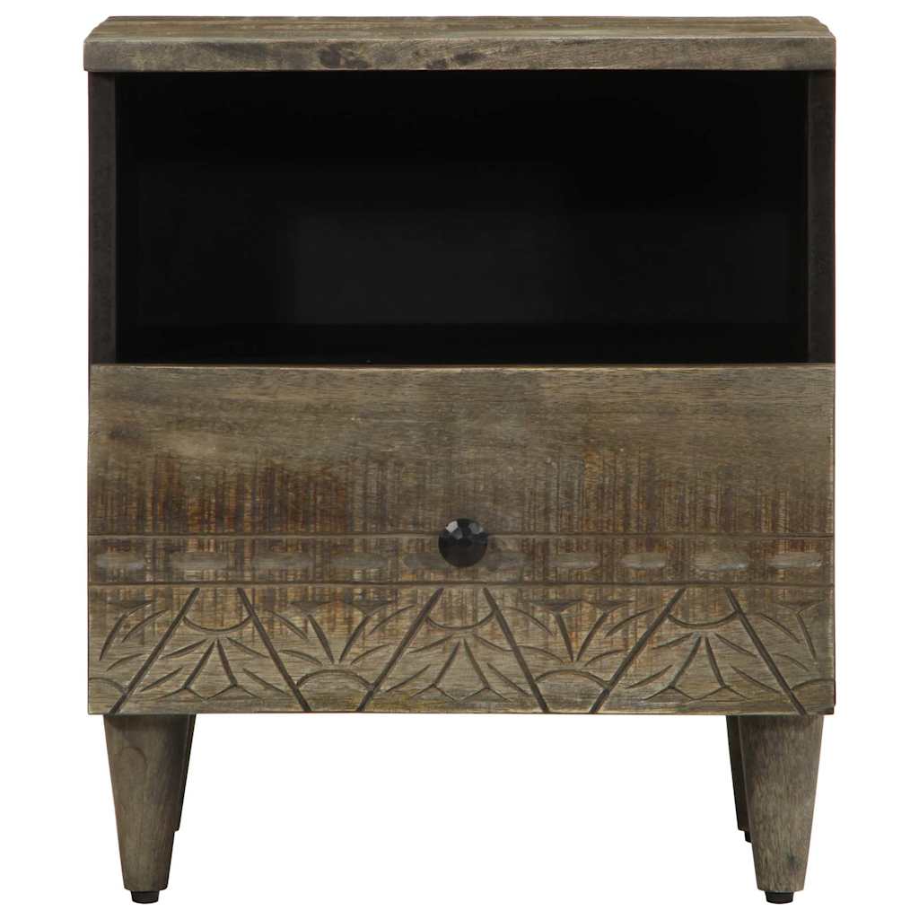 Solid Mango Wood Bedside Cabinets, 2pcs, Light Grey, 40x33x46 cm