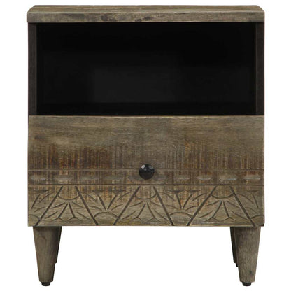 Solid Mango Wood Bedside Cabinets, 2pcs, Light Grey, 40x33x46 cm