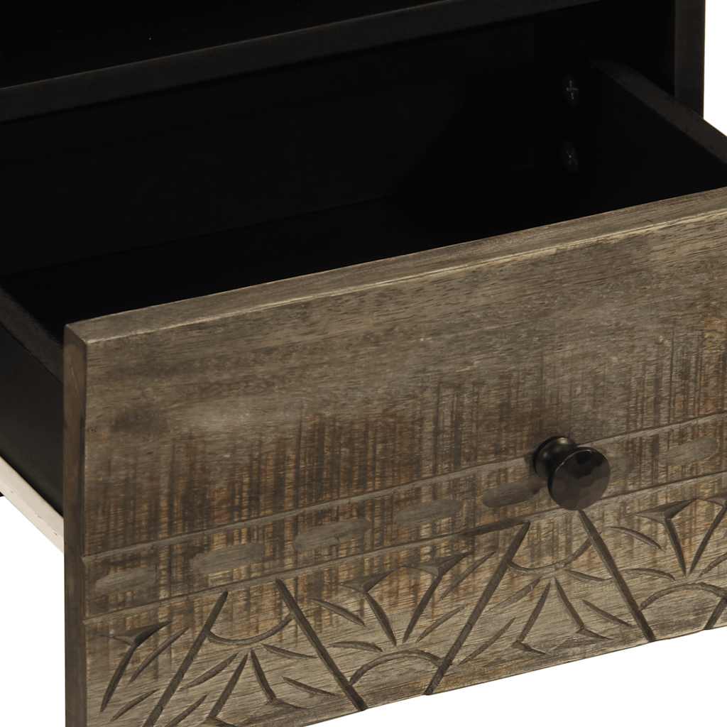 Solid Mango Wood Bedside Cabinets, 2pcs, Light Grey, 40x33x46 cm