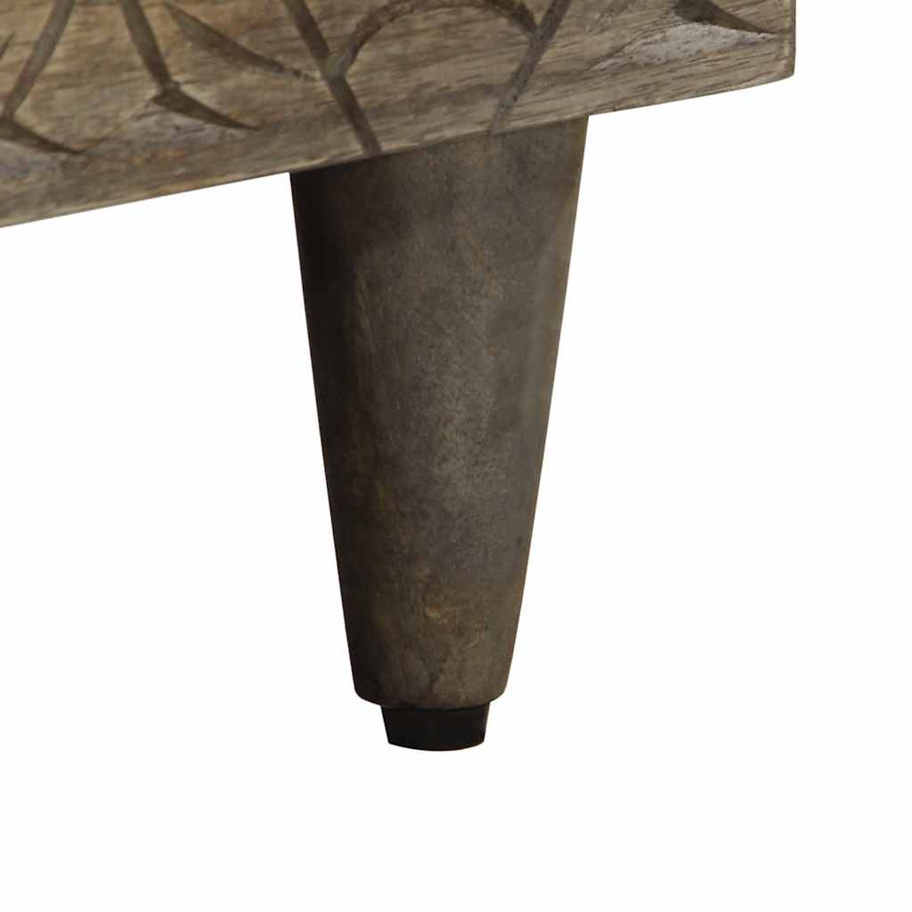 Solid Mango Wood Bedside Cabinet, Light Grey, 50x33x60 cm