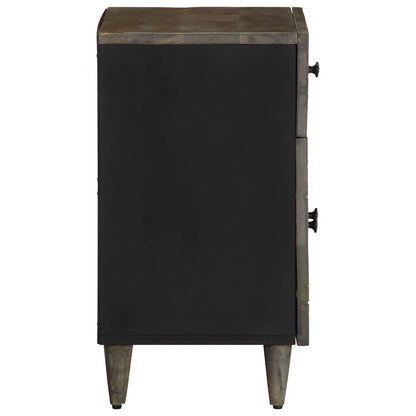 Solid Mango Wood Bedside Cabinet, Light Grey, 50x33x60 cm