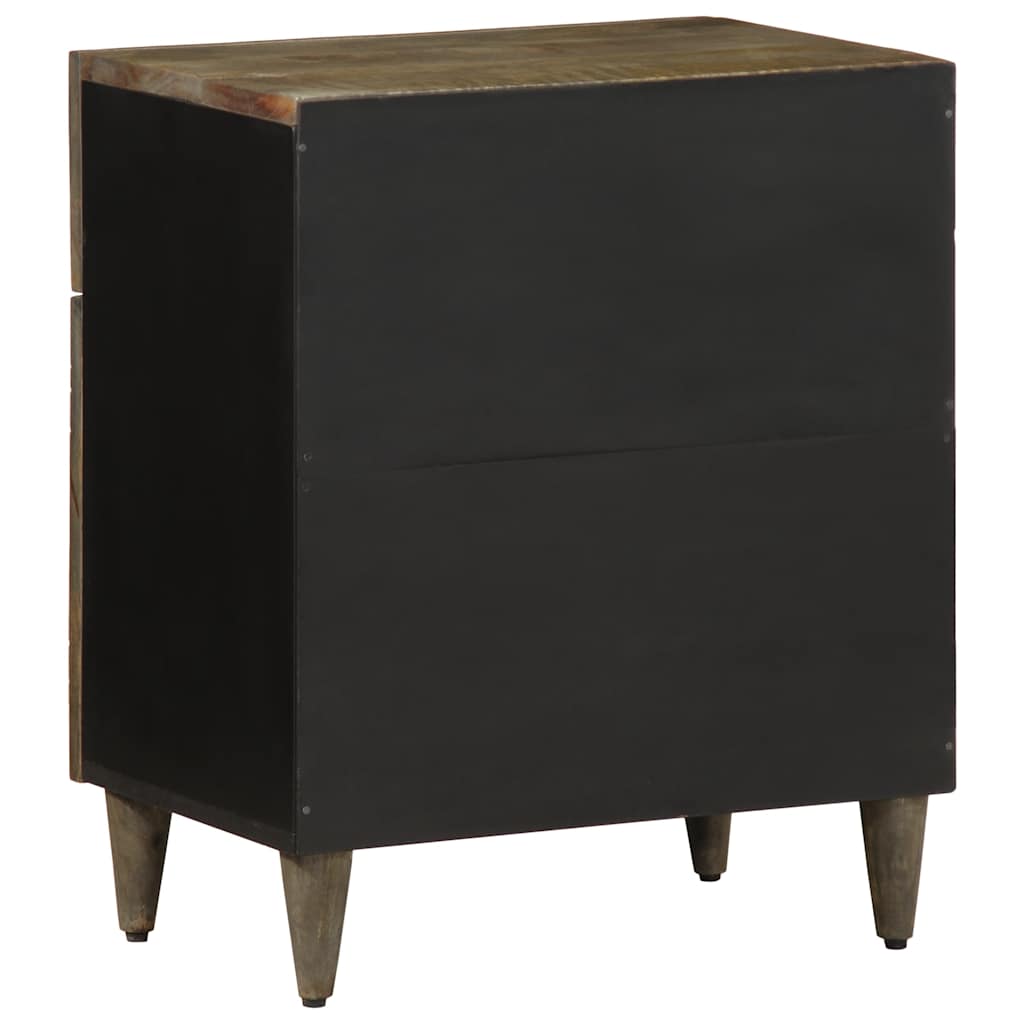 Solid Mango Wood Bedside Cabinet, Light Grey, 50x33x60 cm