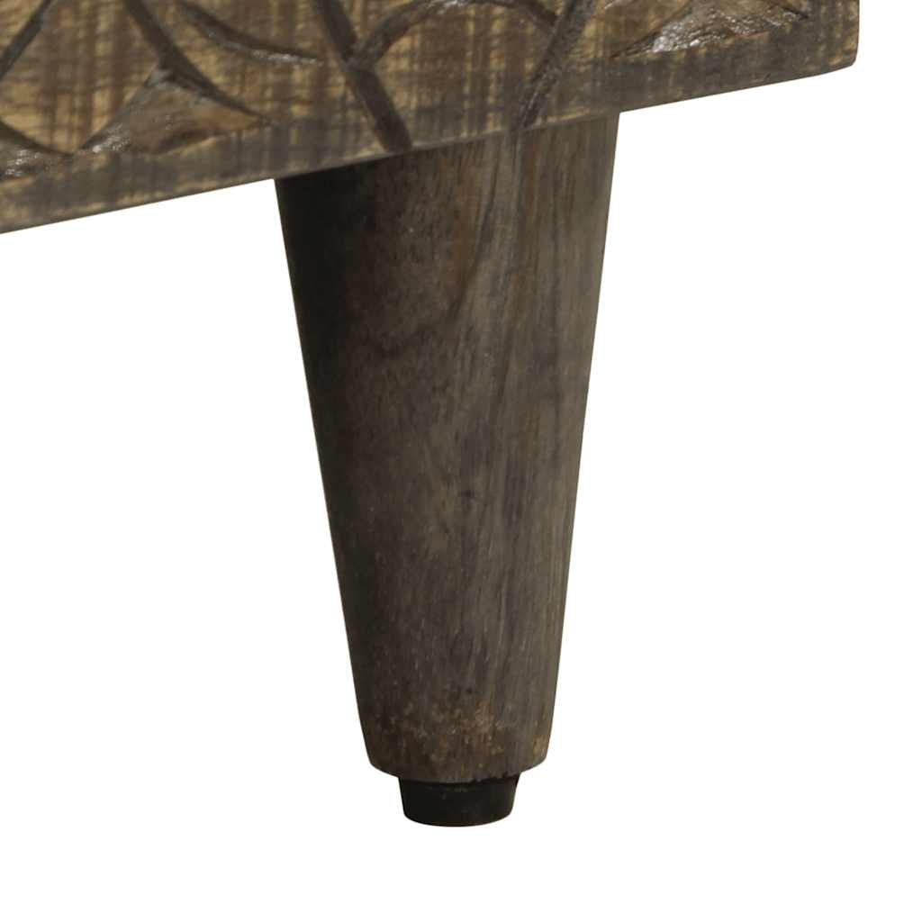 Solid Mango Wood Bedside Cabinet, Light Grey, 50x33x60 cm