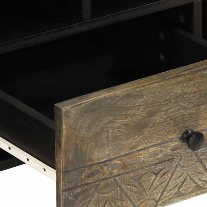 TV Cabinet Black 100x33x46 cm Solid Wood Mango