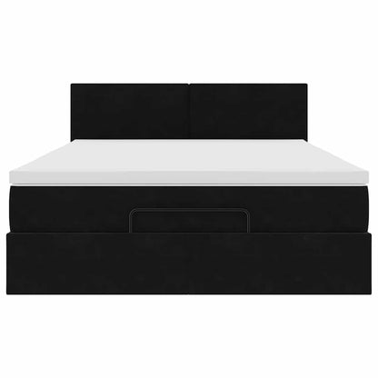 Ottoman Bed with Mattress & LEDs Black 140x200cm Velvet