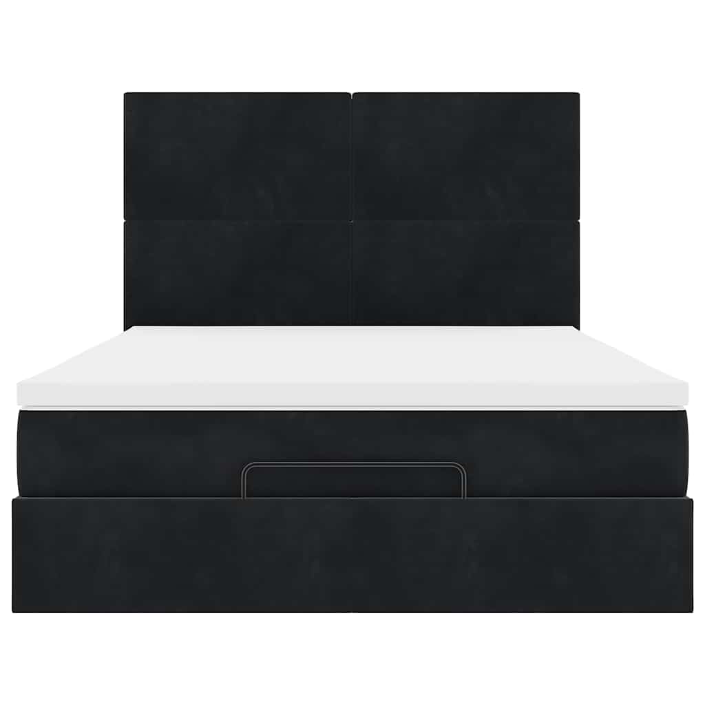 Ottoman Bed with Mattresses Black 140x200cm Velvet