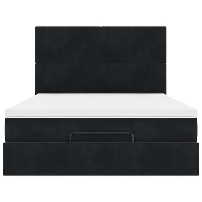 Ottoman Bed with Mattresses Black 140x200cm Velvet