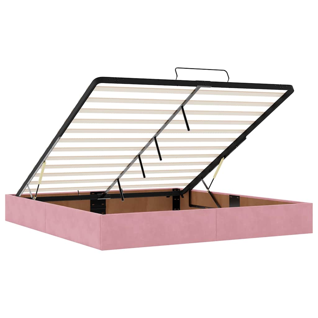 Ottoman Bed with Mattresses Pink 160x200cm Velvet