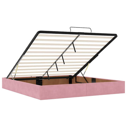 Ottoman Bed with Mattresses Pink 160x200cm Velvet