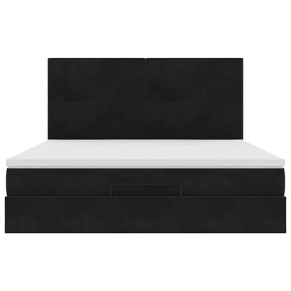 Ottoman Bed with Mattresses Black 180x200cm Velvet