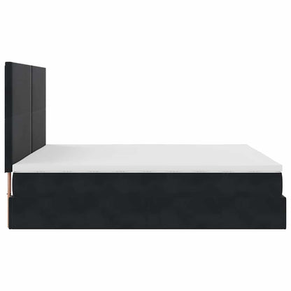 Ottoman Bed with Mattresses Black 180x200cm Velvet