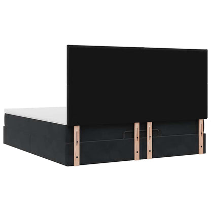 Ottoman Bed with Mattresses Black 180x200cm Velvet