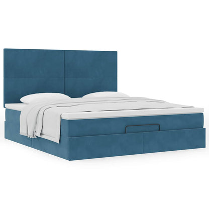 Ottoman Bed with Mattresses Dark Blue 180x200cm Velvet
