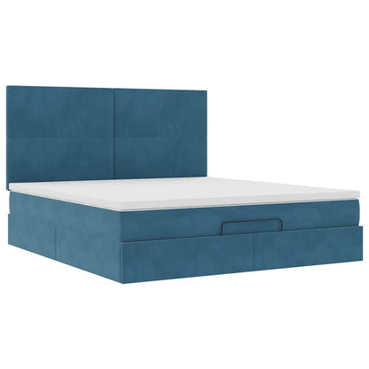 Ottoman Bed with Mattresses Dark Blue 180x200cm Velvet