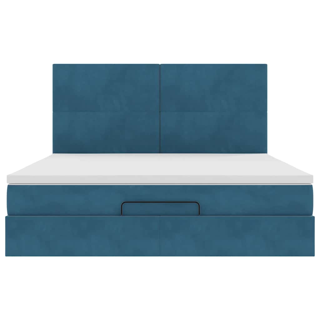 Ottoman Bed with Mattresses Dark Blue 180x200cm Velvet