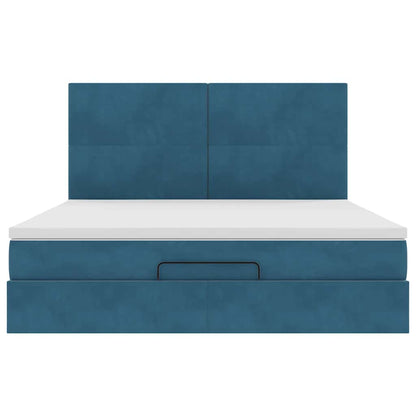 Ottoman Bed with Mattresses Dark Blue 180x200cm Velvet
