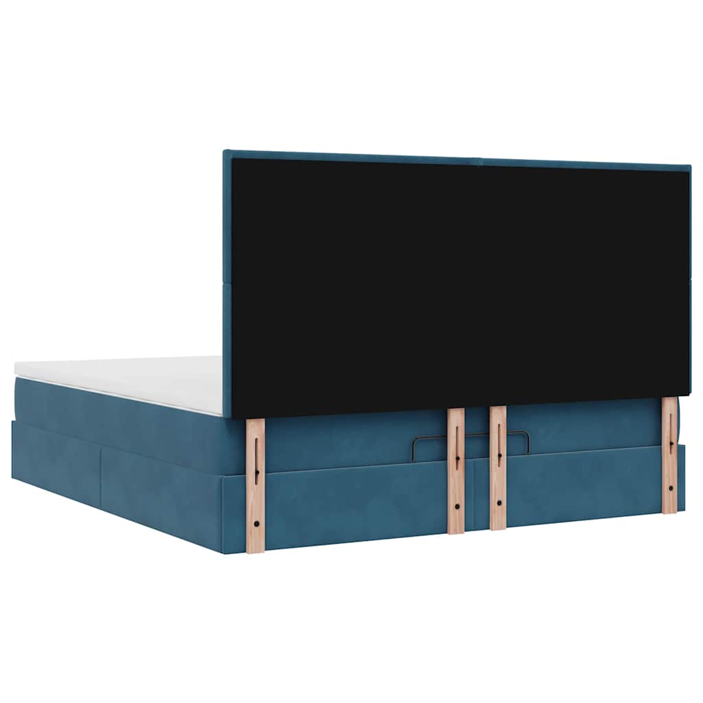 Ottoman Bed with Mattresses Dark Blue 180x200cm Velvet