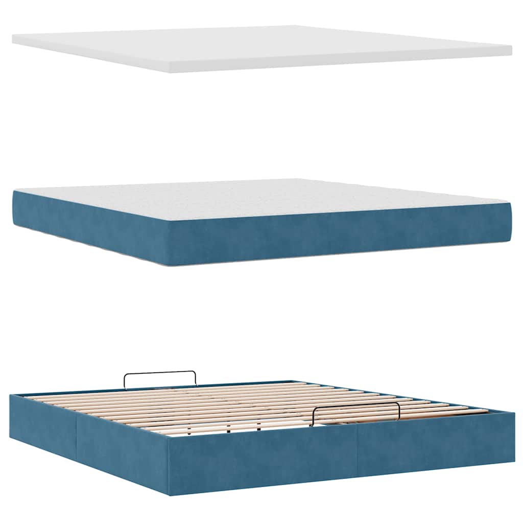 Ottoman Bed with Mattresses Dark Blue 180x200cm Velvet