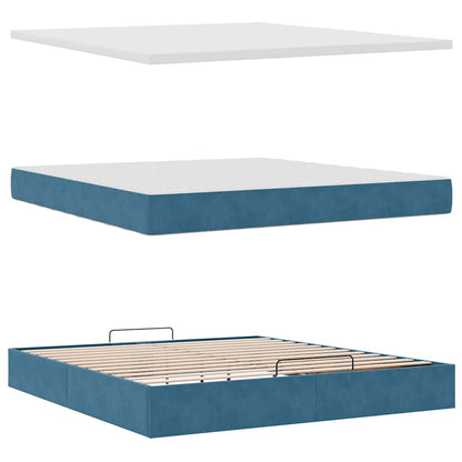 Ottoman Bed with Mattresses Dark Blue 180x200cm Velvet