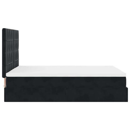 Ottoman Bed with Mattresses Black 140x200cm Velvet