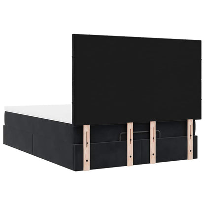 Ottoman Bed with Mattresses Black 140x200cm Velvet