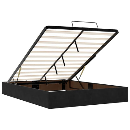 Ottoman Bed with Mattresses Black 140x200cm Velvet