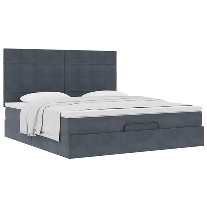 Ottoman Bed with Mattresses Dark Grey 180x200cm Velvet