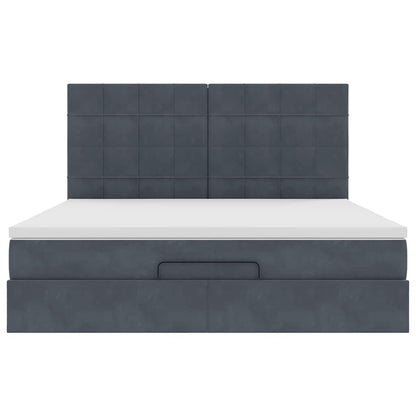 Ottoman Bed with Mattresses Dark Grey 180x200cm Velvet