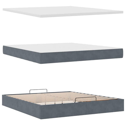Ottoman Bed with Mattresses Dark Grey 180x200cm Velvet