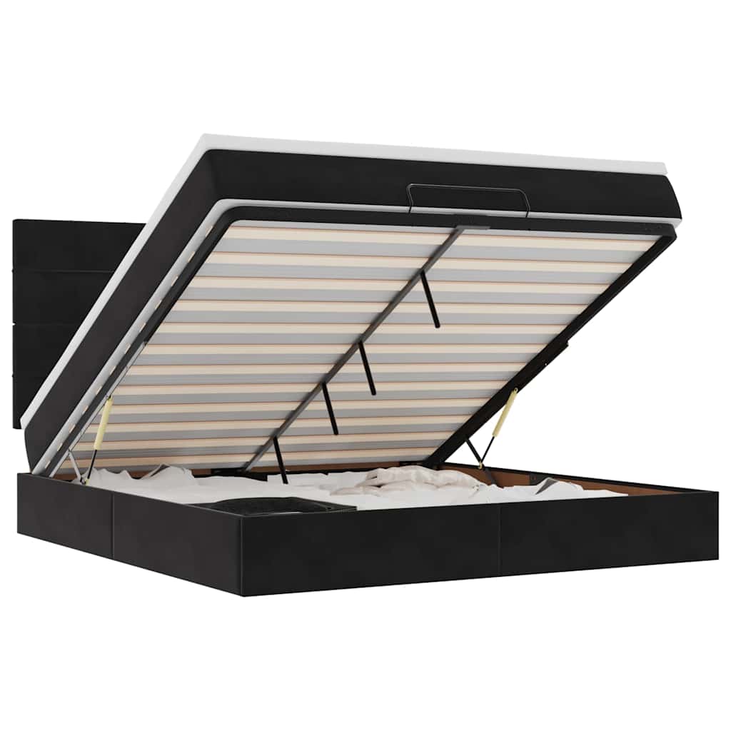 Ottoman Bed with Mattresses Black 180x200cm Velvet