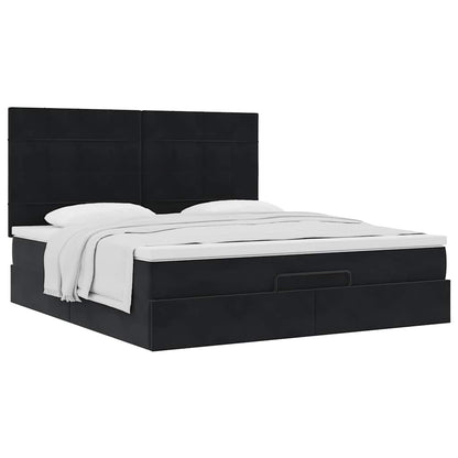 Ottoman Bed with Mattresses Black 180x200cm Velvet