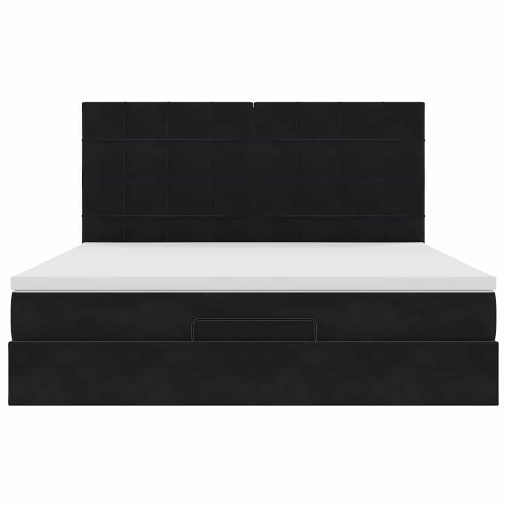 Ottoman Bed with Mattresses Black 180x200cm Velvet