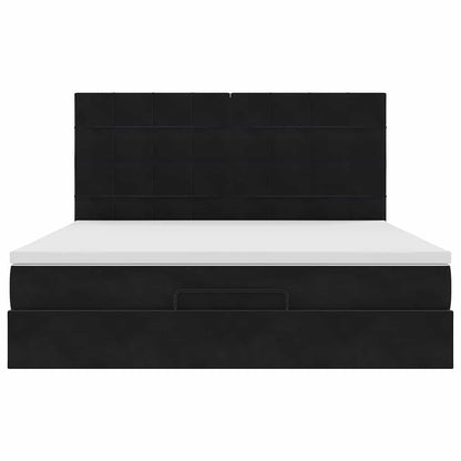 Ottoman Bed with Mattresses Black 180x200cm Velvet