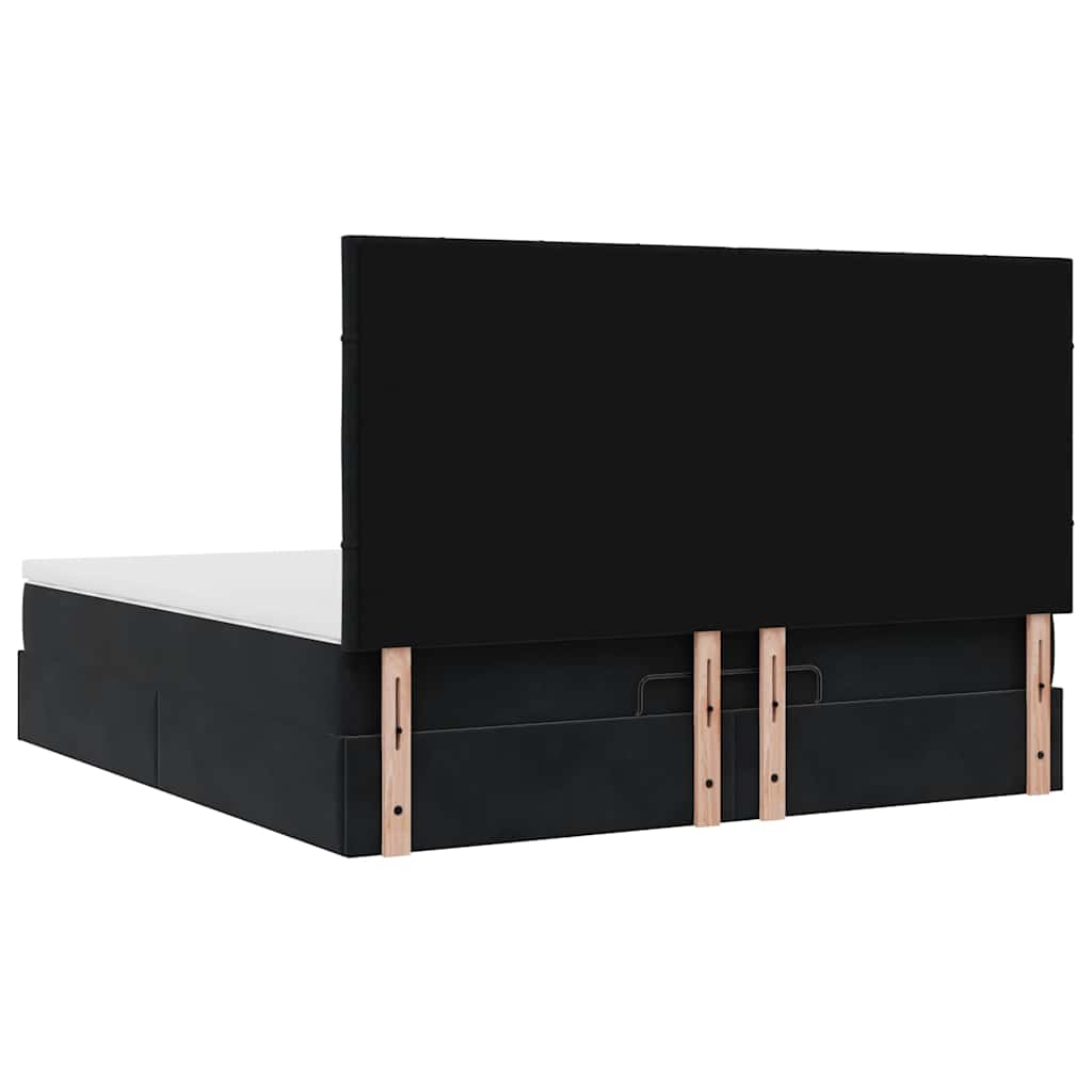 Ottoman Bed with Mattresses Black 180x200cm Velvet