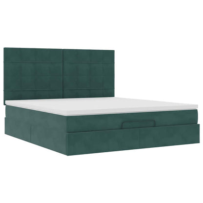 Ottoman Bed with Mattresses Dark Green 180x200cm Velvet