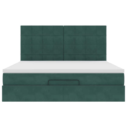 Ottoman Bed with Mattresses Dark Green 180x200cm Velvet