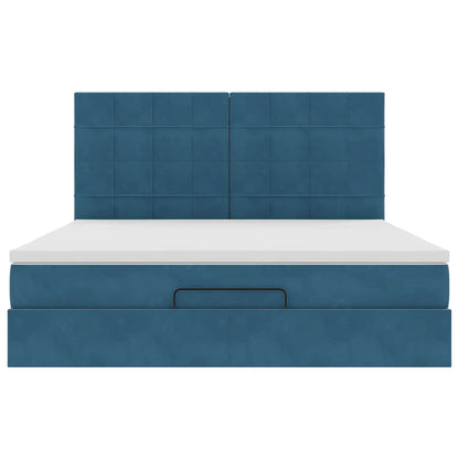 Ottoman Bed with Mattresses Dark Blue 180x200cm Velvet