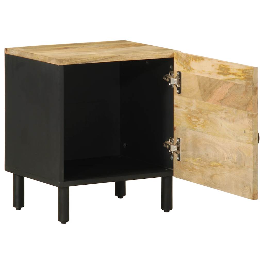 Black Mango Wood Bed Cabinet 40x33.5x46 cm - Rustic Solid Design