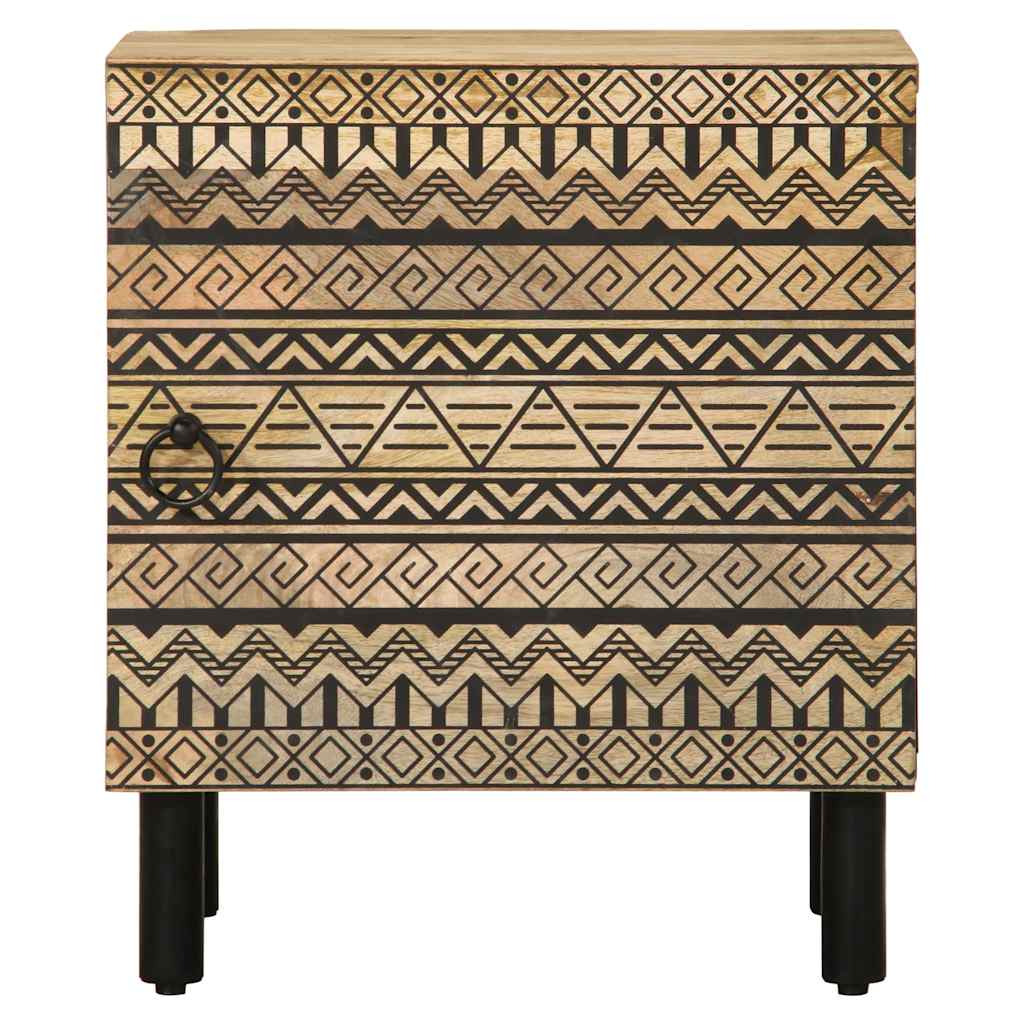 Black Mango Wood Bed Cabinet 40x33.5x46 cm - Rustic Solid Design