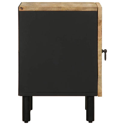 Black Mango Wood Bed Cabinet 40x33.5x46 cm - Rustic Solid Design