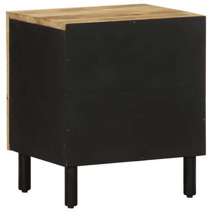 Black Mango Wood Bed Cabinet 40x33.5x46 cm - Rustic Solid Design