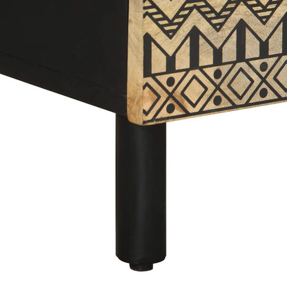 Black Mango Wood Bed Cabinet 40x33.5x46 cm - Rustic Solid Design