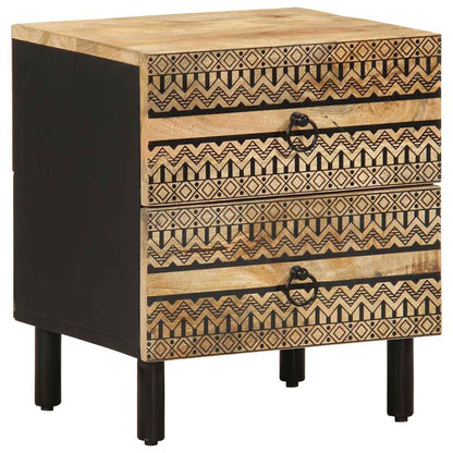 Black Mango Wood Bed Cabinet - Solid, 40x33.5x46 cm